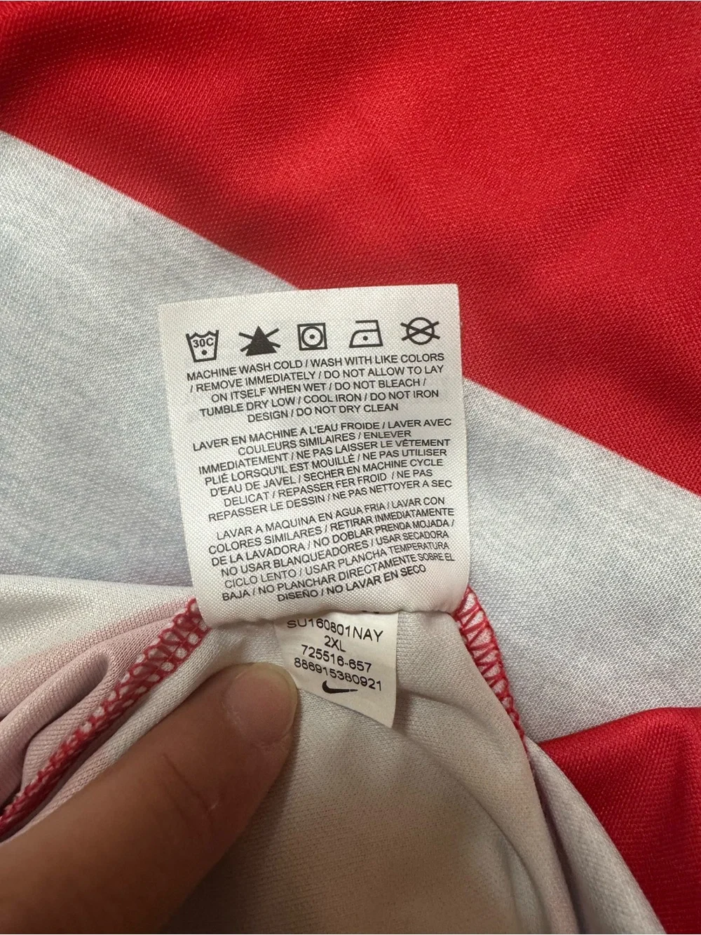 Nike DRI-FIT Red & White Horizontal Striped Polo
